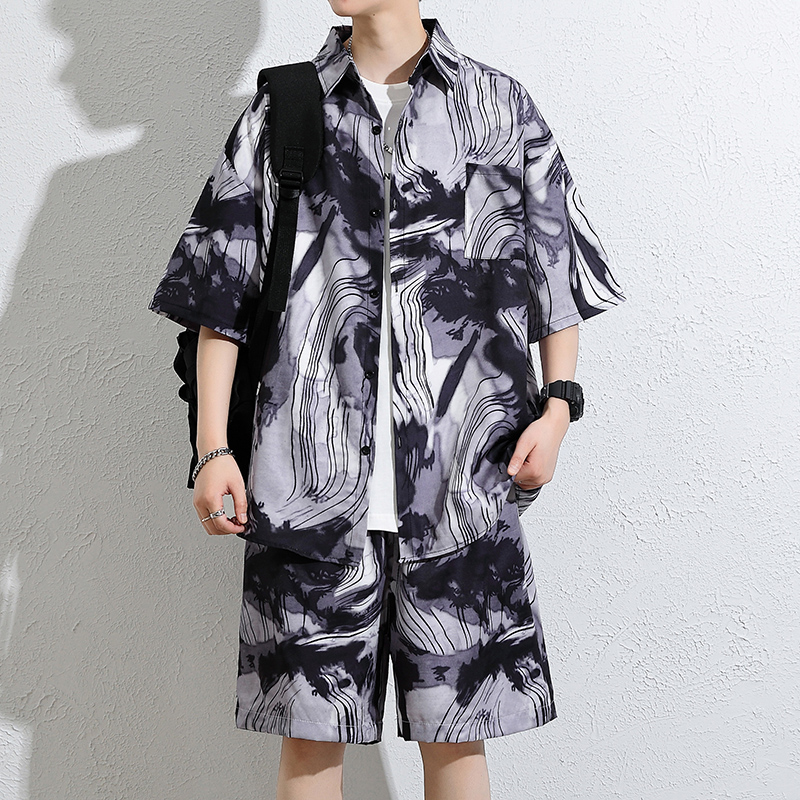 Beach Shirt Hawaiian - ハワイアンフラワーシャツ メンズ 半袖 ルーズ ラージサイズ ビーチシャツセット、カップルスタイル