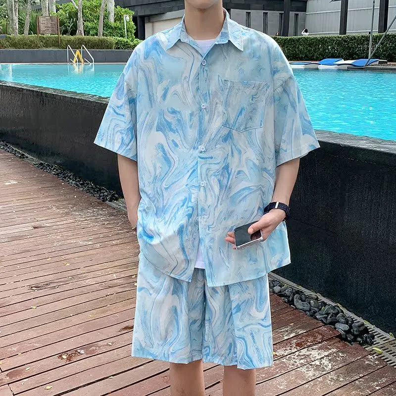 Beach Shirt Hawaiian - メンズ ハワイアン ビーチ タイダイ シャツセット サマー