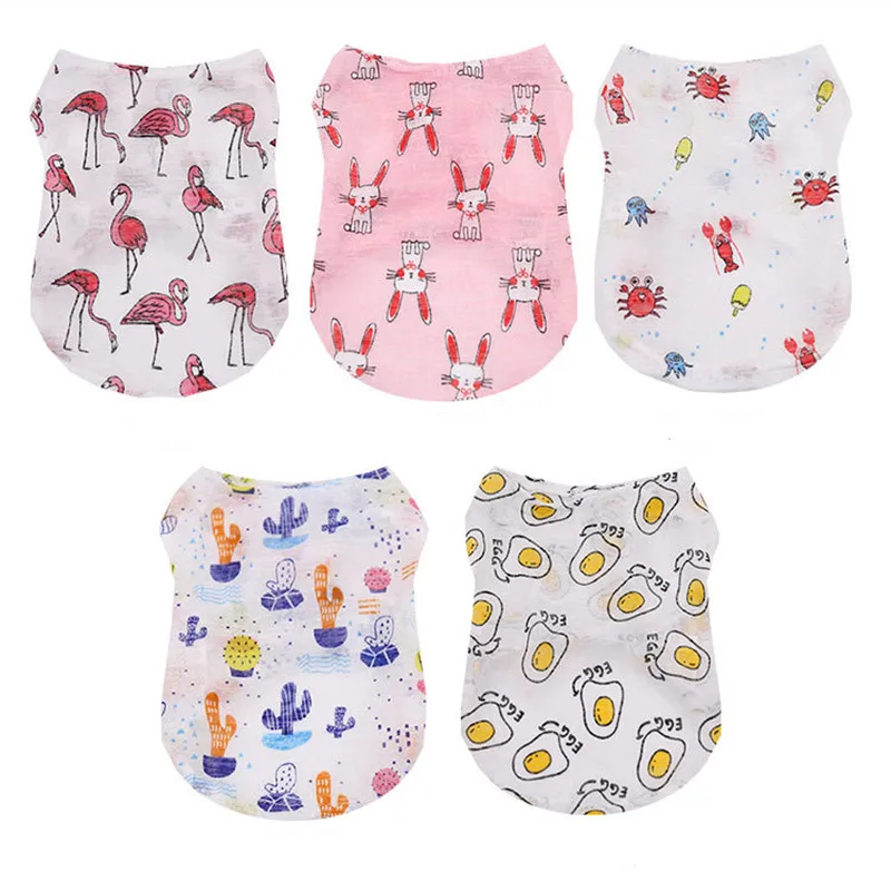 Summer Clothing Colors - 5 色夏素敵な漫画犬ベストクールで通気性のある日焼け止め服子犬チワワと猫の服ペット用品