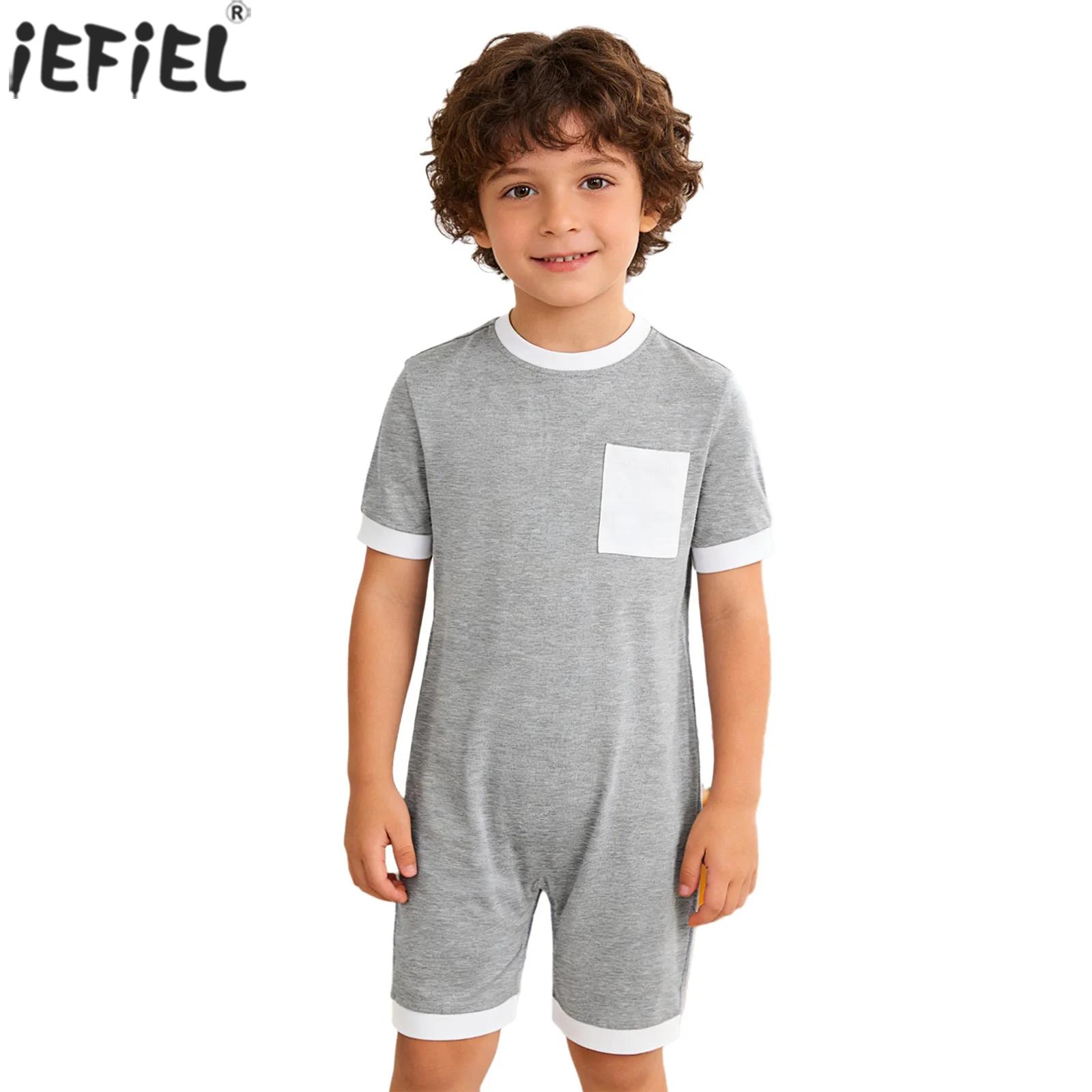 Summer Clothing Needs - 子供用特殊ニーズ対応服、脱ぎにくい背中ジッパー付きジャンプスーツ、丸首半袖ショートパンツロンパース