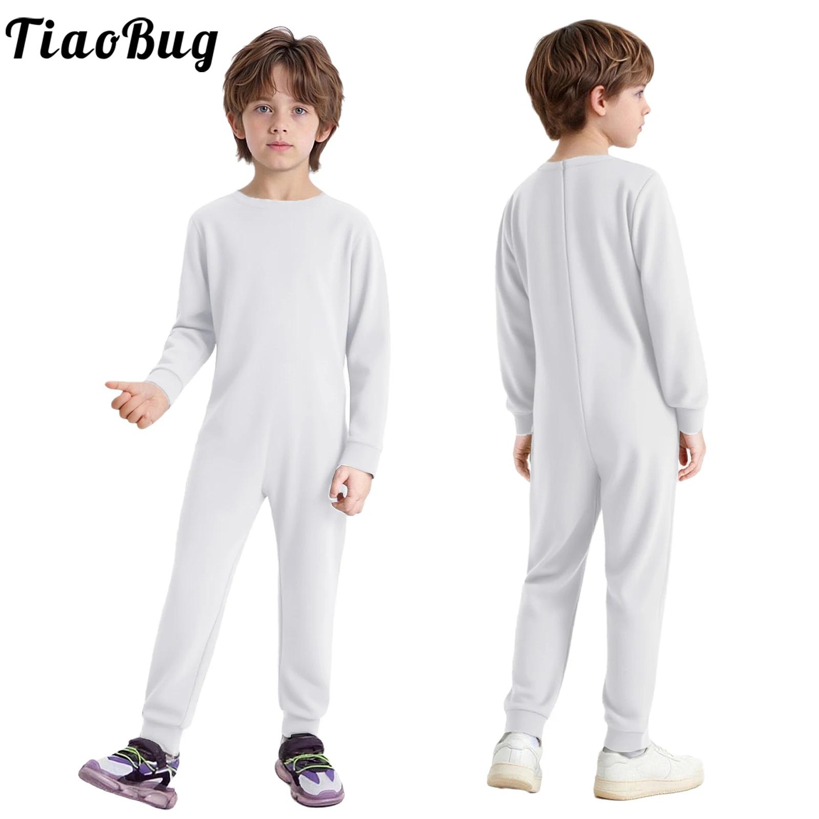 Summer Clothing Needs - 子供用特別支援適応服 無地 長袖 ジッパー付き バックコットンジャンプスーツ ワークアウト