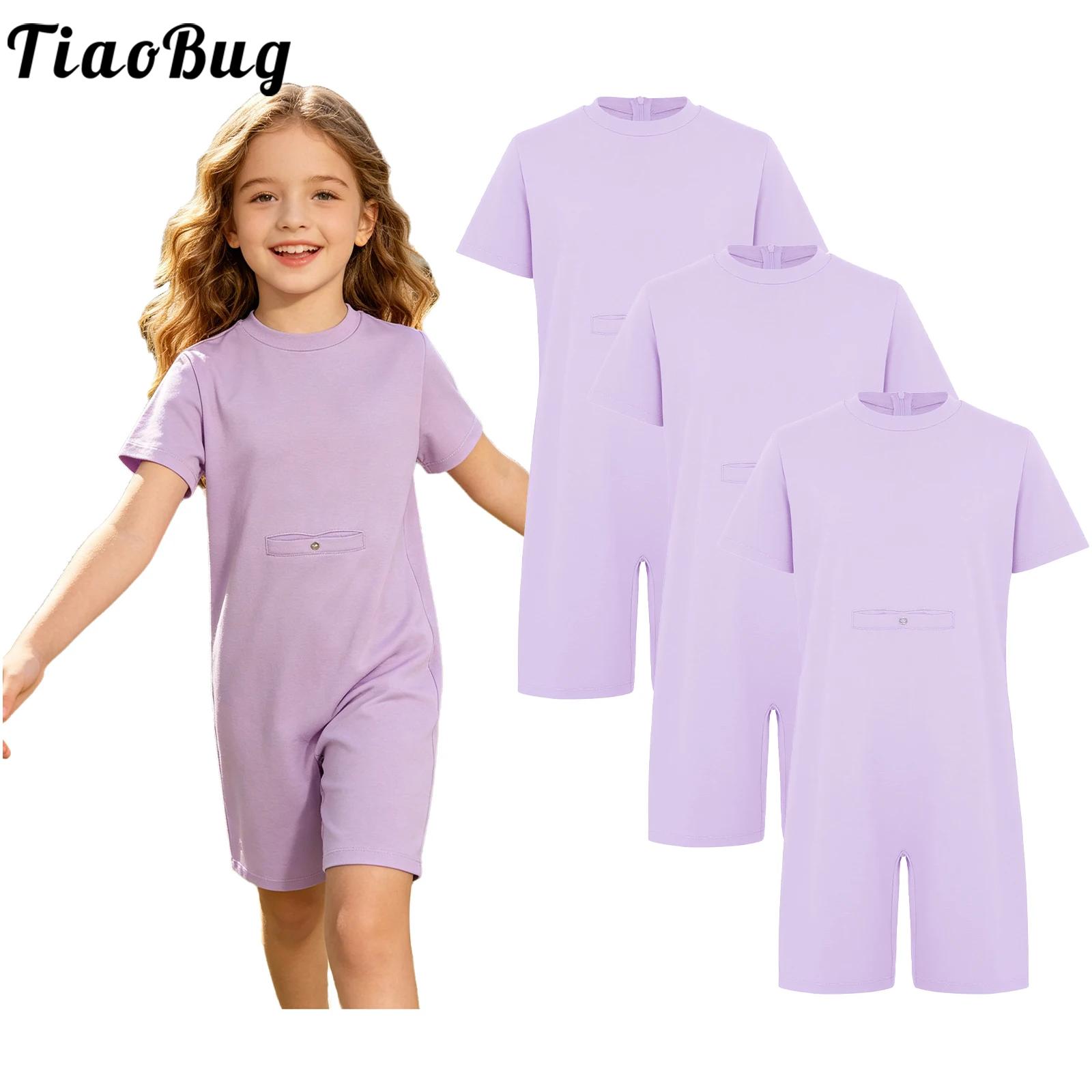 Summer Clothing Needs - 3ピース子供用特別支援服自閉症ロンパース無地半袖背中見えないジッパー付きアンチストリップジャンプスーツ
