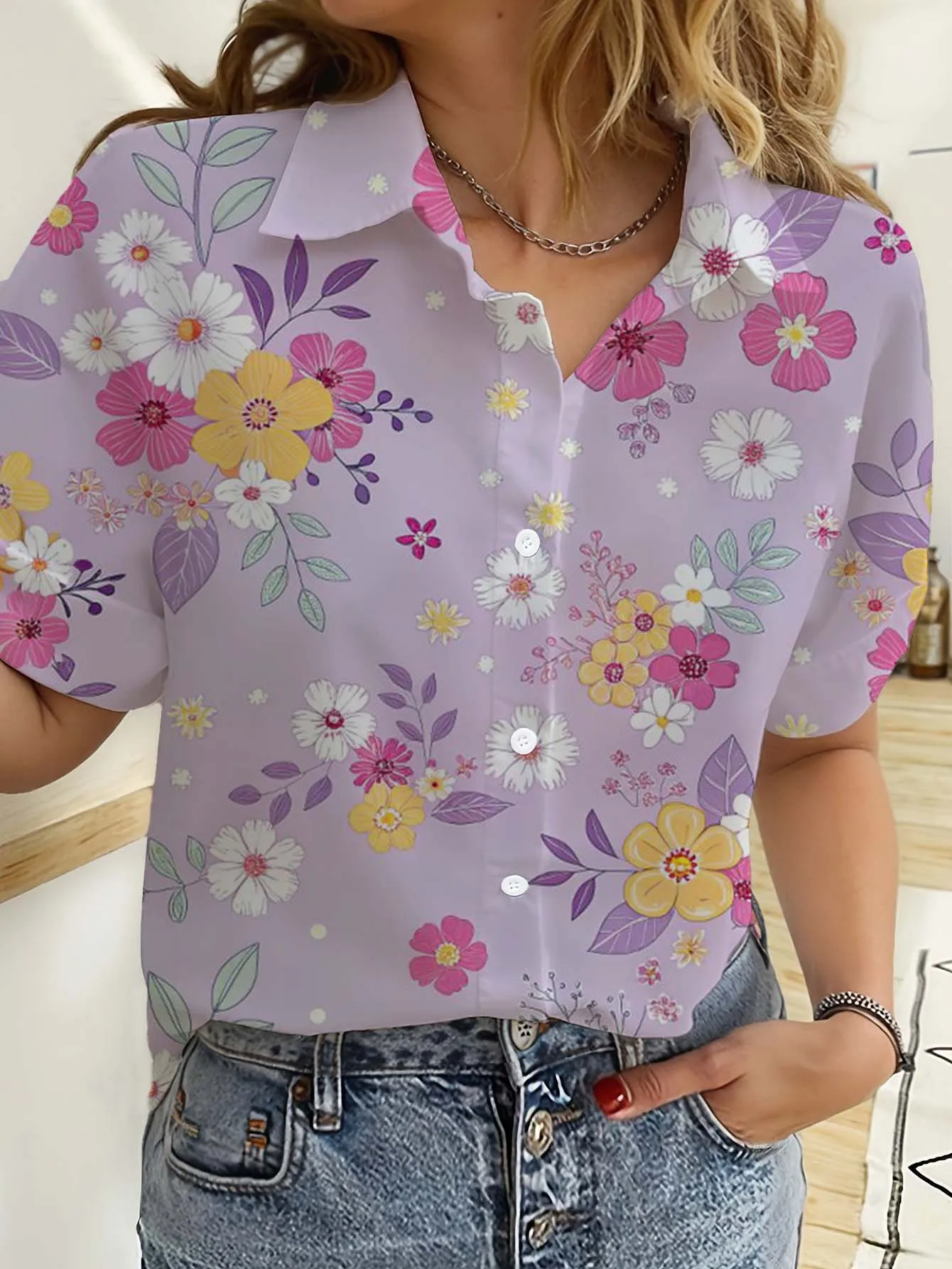 Beach Shirt Hawaiian - ハワイアンレディースシャツ半袖ボタン花ローズプリントトップスカジュアルビーチシャツ夏の新しいひまわりブラウス女性のトップス
