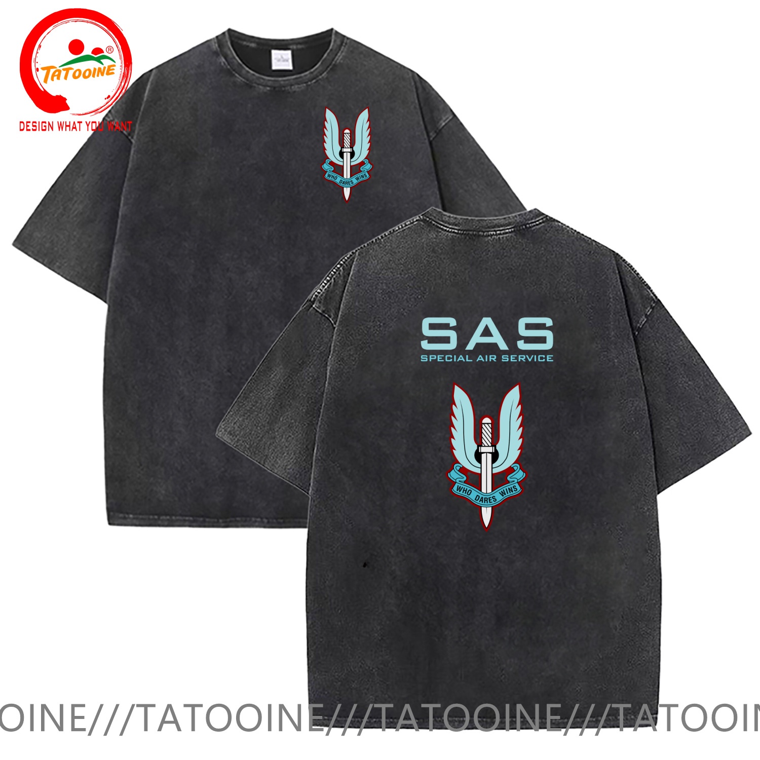 Summer Clothing Uk Men - ヴィンテージウォッシュコットン Tシャツ面白いデザイナー英国特殊空軍 SAS22 Tシャツ男性ファッショントレンディカジュアル服スタイリッシュ