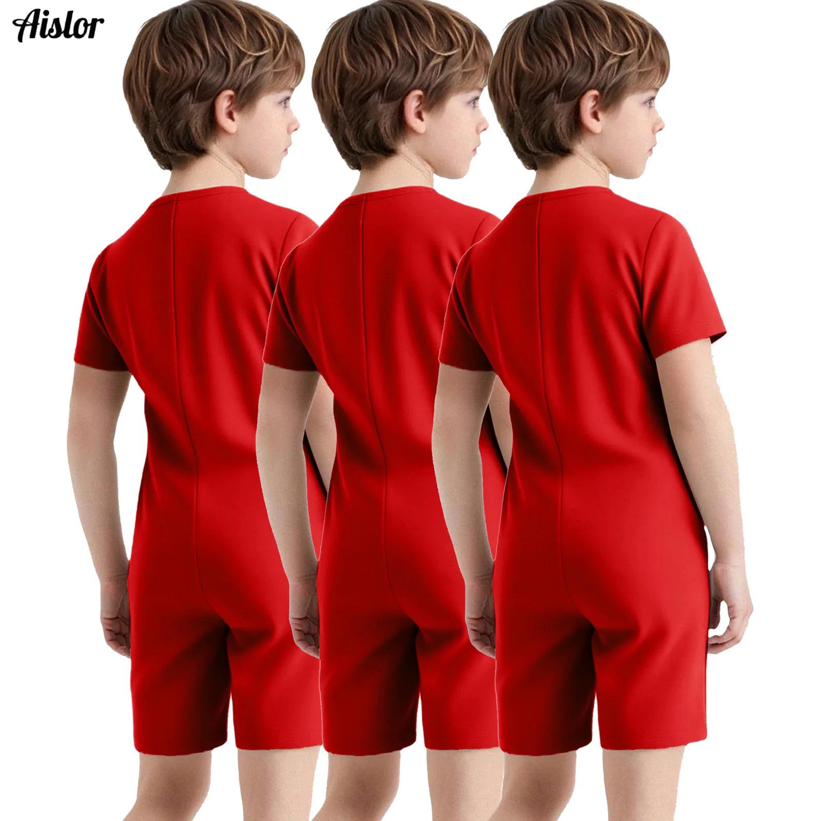 Summer Clothing Needs - 3 個キッズガールズボーイズ特別ニーズアダプティブ衣類綿半袖バック見えないジッパー無地アンチストリップジャンプスーツ