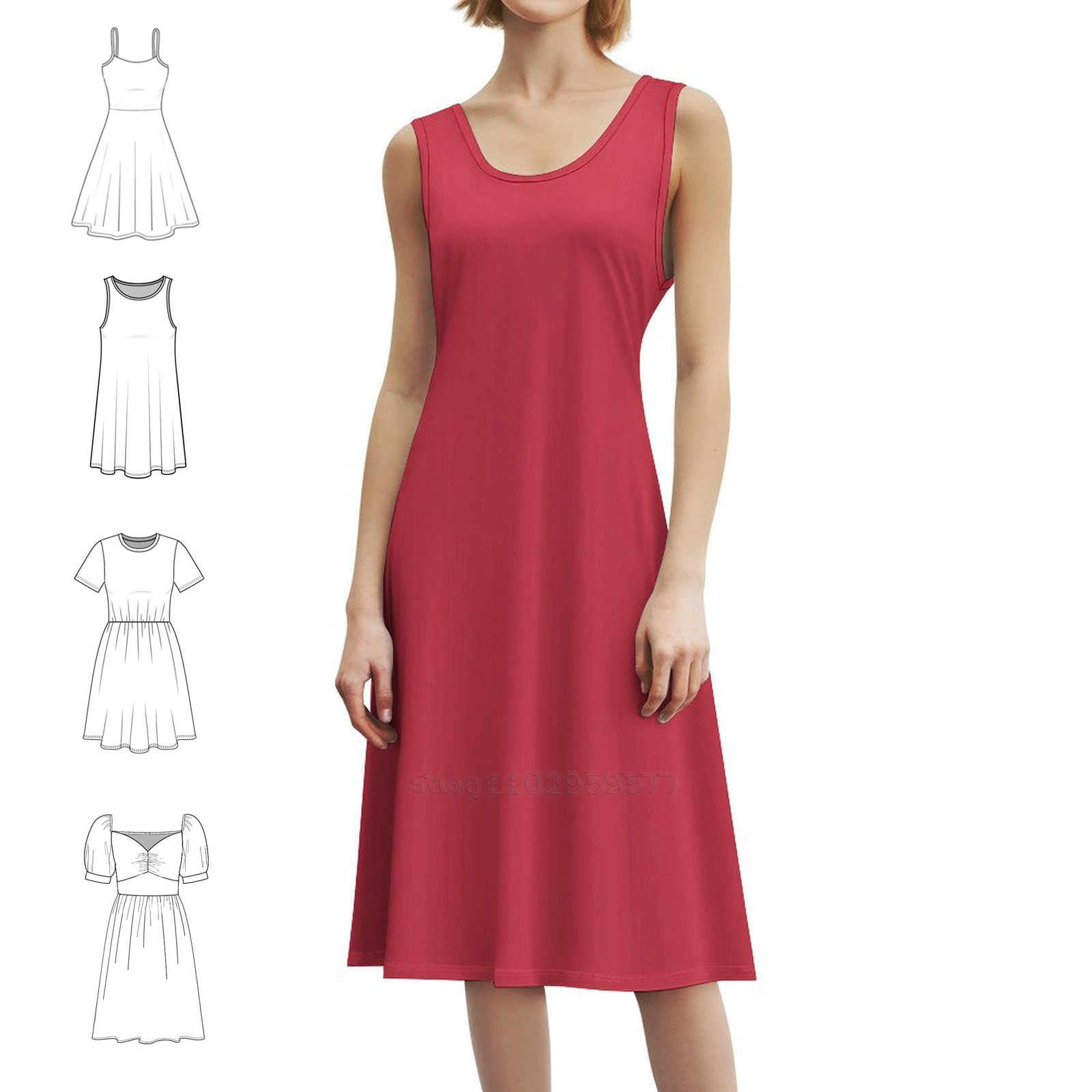 パプリカ花柄スモックドレス女性のための春夏カジュアルドレスパ - Summer Clothing Colors のレビューと価格