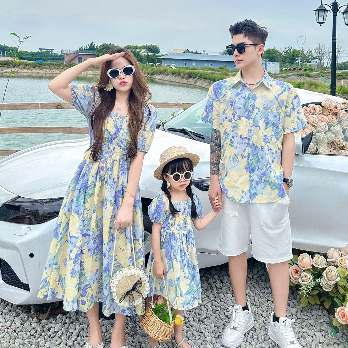 ホリデールック家族お揃い服休暇ママ娘女の子スモックドレスお父 - Summer Clothing Looks のレビューと価格