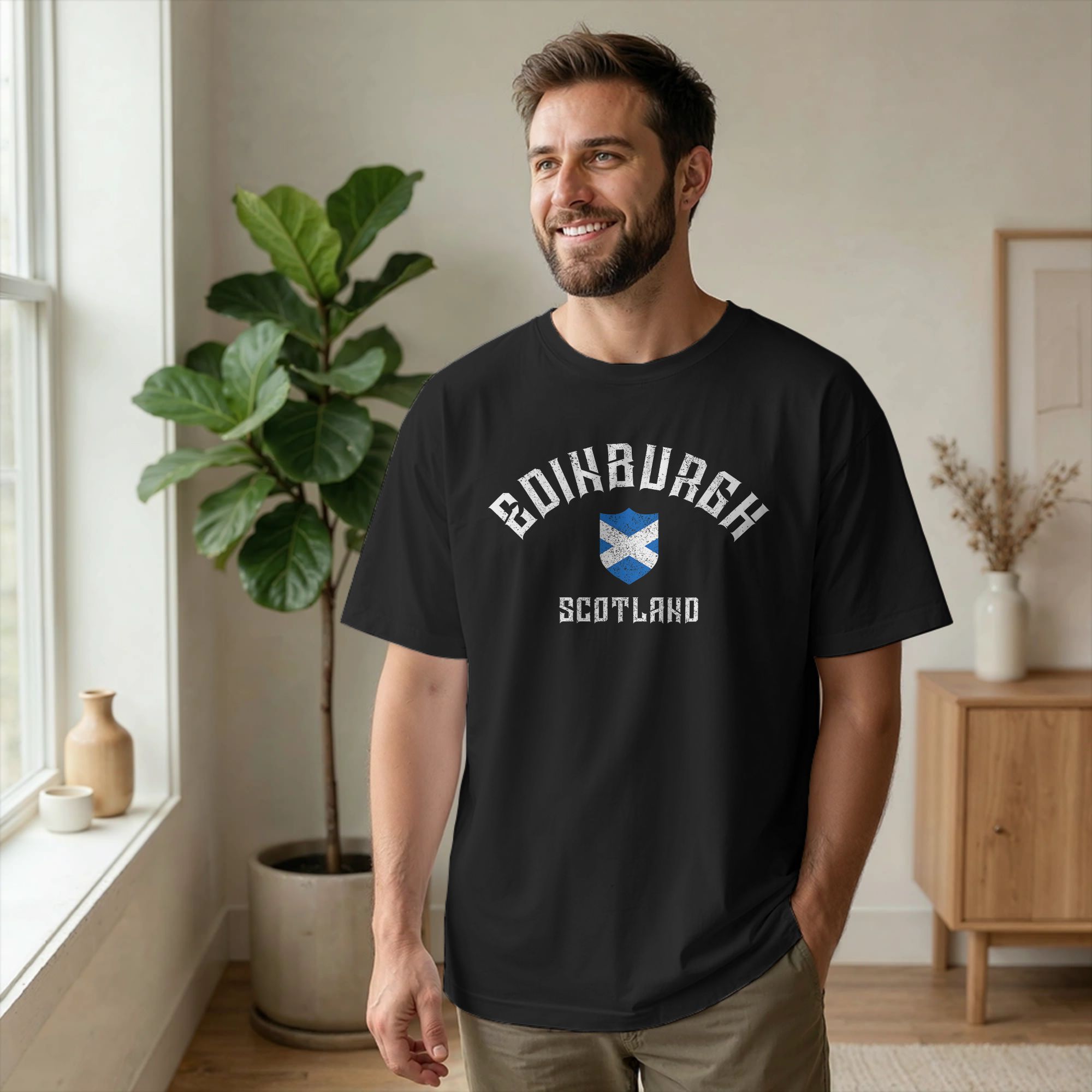 エディンバラスコットランド英国 Tシャツ男性綿素晴らしい T - Summer Clothing Uk Men のレビューと価格