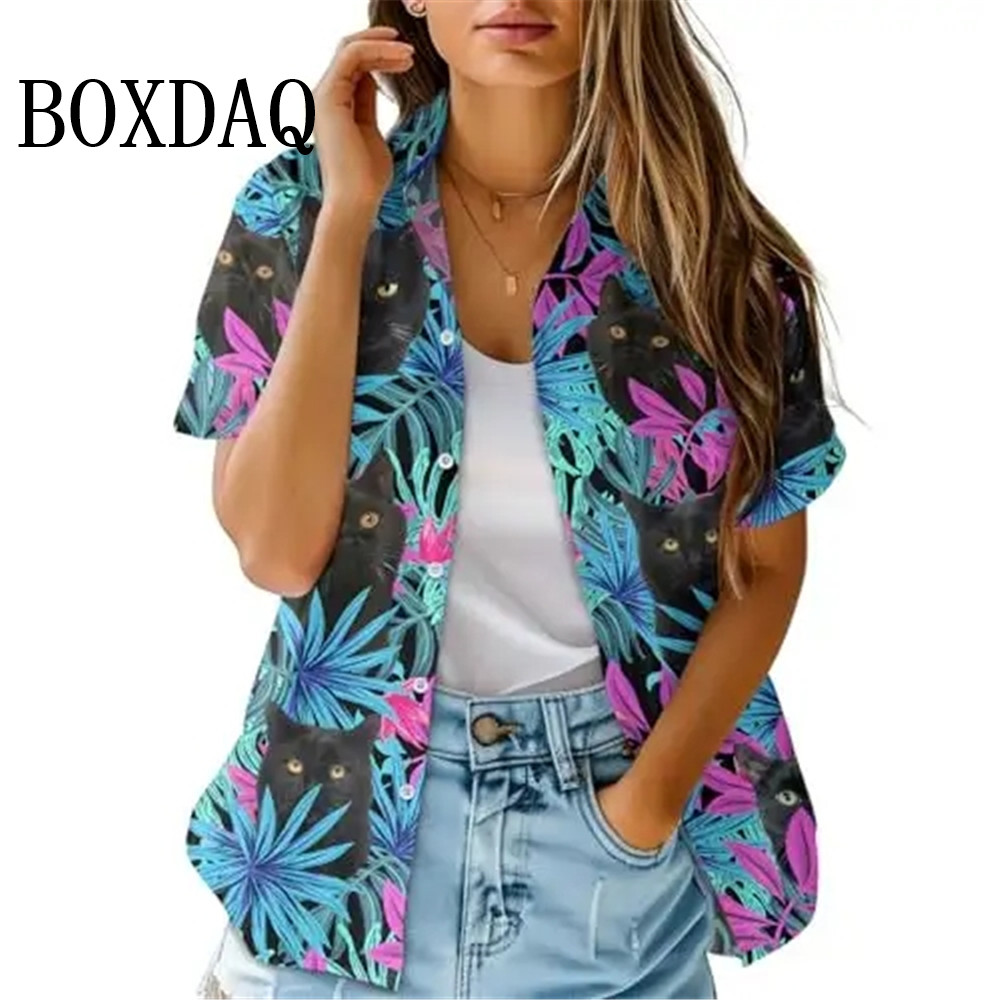 夏のファッションの女性のブラウス芸術的なハワイのヤシの木プリ - Beach Shirt Hawaiian のレビューと価格