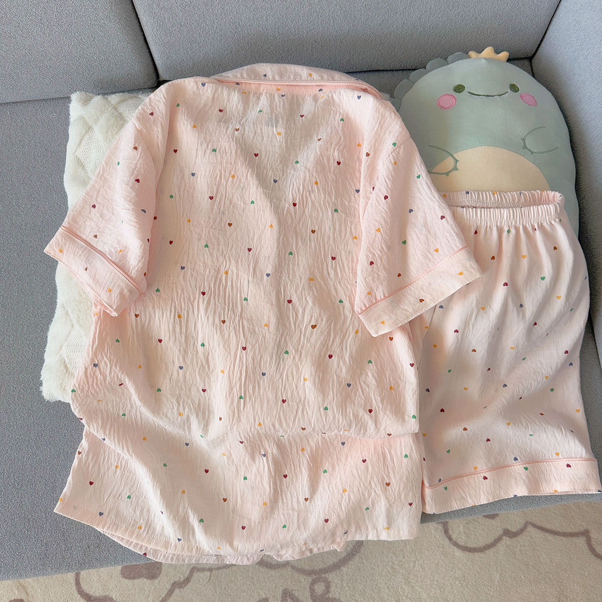 女性用プリント水玉模様コットンパジャマセット半袖トップとショ - Summer Clothing For Petite Women のレビューと価格