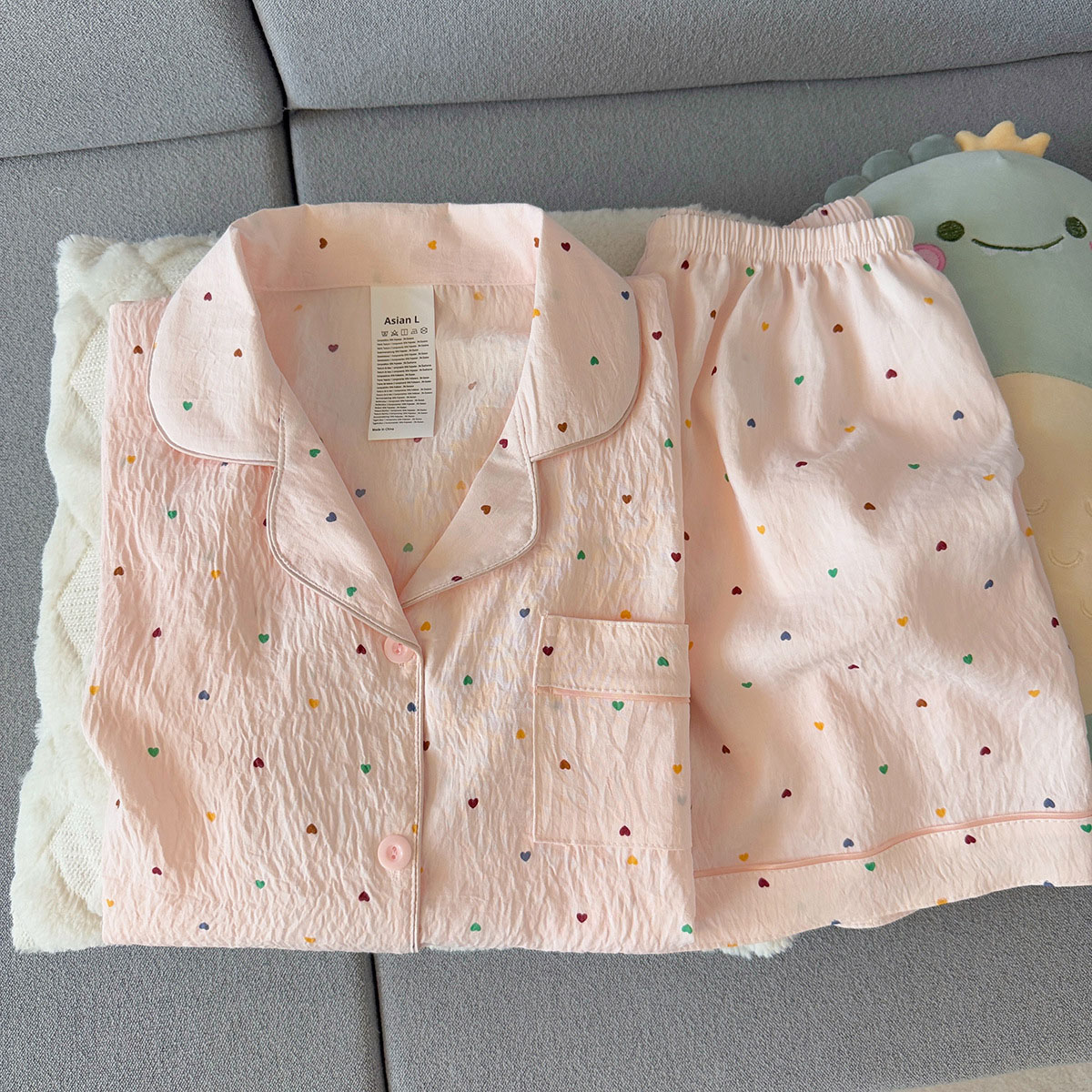 女性用プリント水玉模様コットンパジャマセット半袖トップとショ - Summer Clothing For Petite Women のレビューと価格