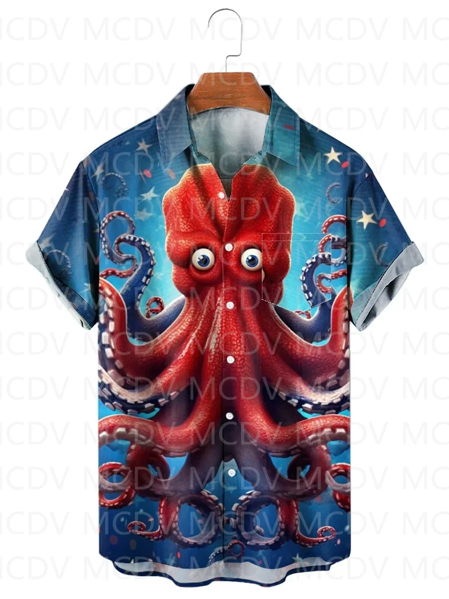 オーシャンオクトパスアート、孔雀の羽、格子柄、アロハ、タイダ - Beach Shirt Hawaiian のレビューと価格