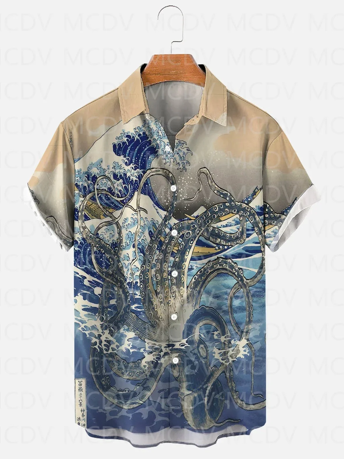 オーシャンオクトパスアート、孔雀の羽、格子柄、アロハ、タイダ - Beach Shirt Hawaiian のレビューと価格
