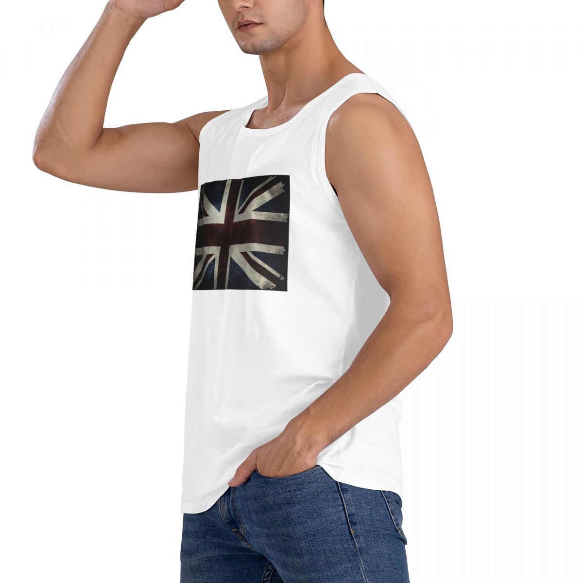 綿 100% ユニオンジャック英国旗ノースリーブ Tシャツ男 - Summer Clothing Uk Men のレビューと価格
