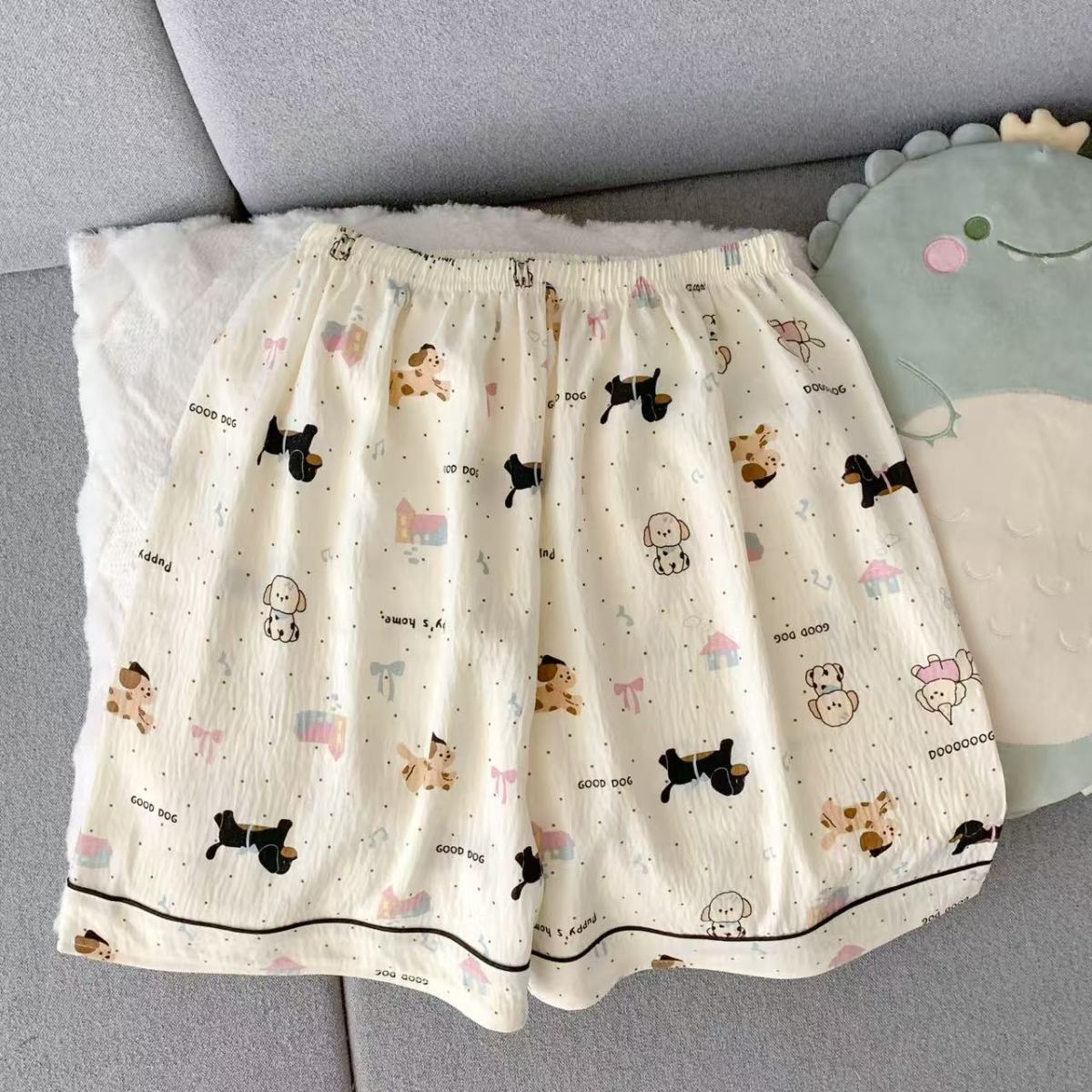 夏用薄手パジャマ 女性用 子犬柄 半袖ショートパンツ 甘くて - Summer Clothing For Petite Women のレビューと価格