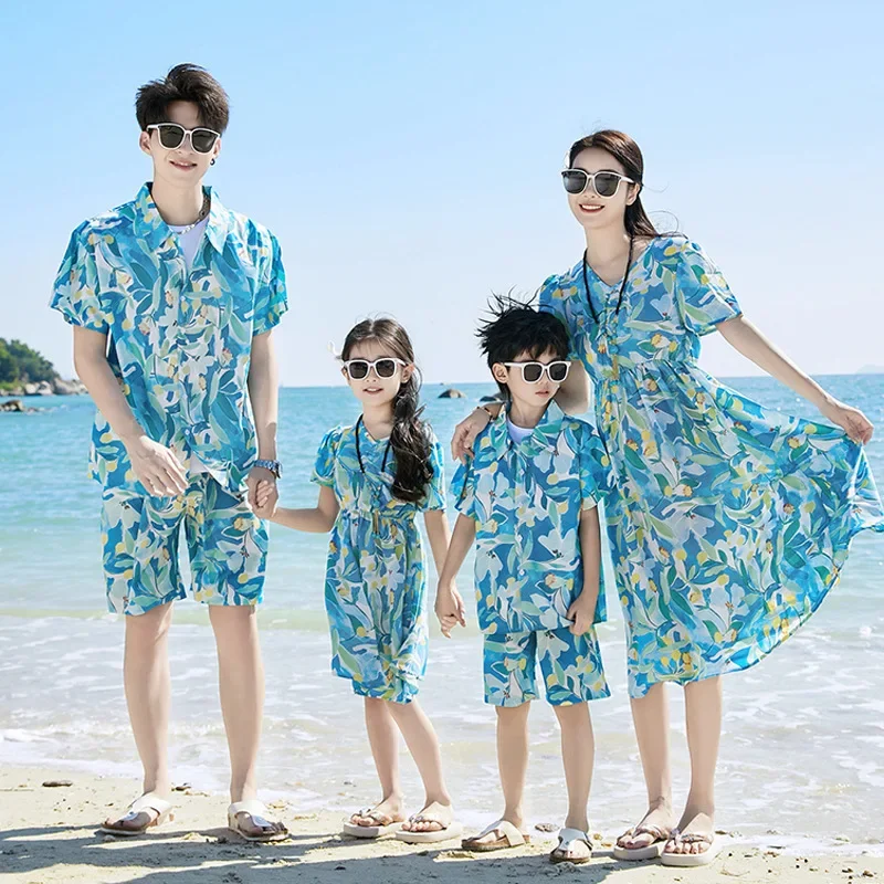 父息子シャツセット服夏休みルック家族服母親子マッチングビーチ - Summer Clothing Looks のレビューと価格