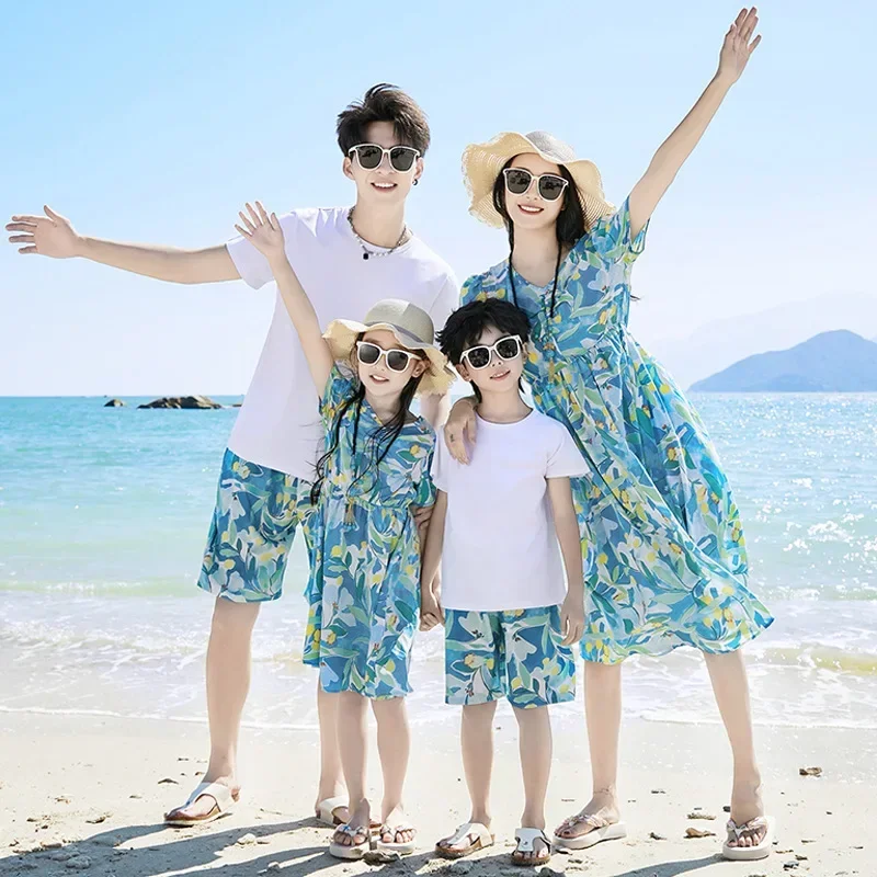 父息子シャツセット服夏休みルック家族服母親子マッチングビーチ - Summer Clothing Looks のレビューと価格
