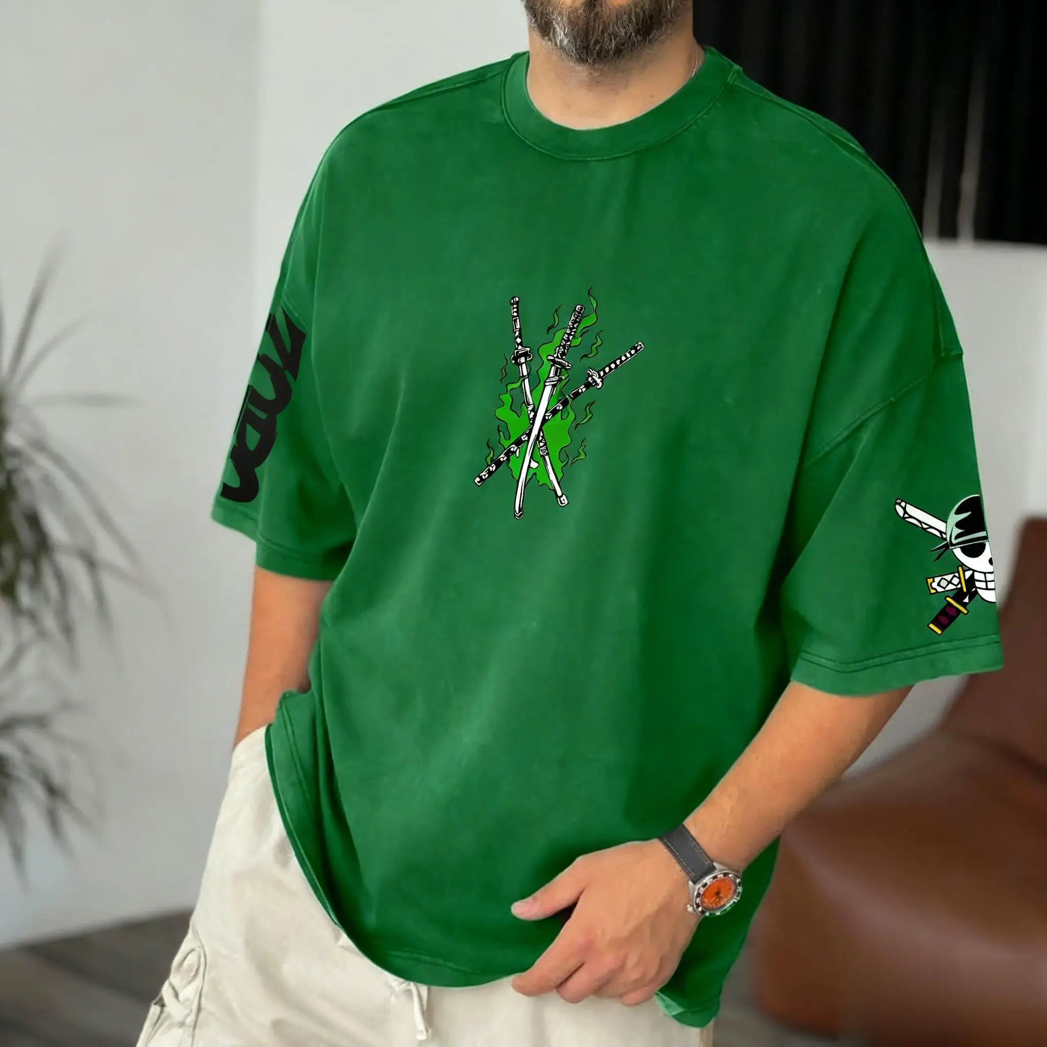 夏 Y2K アニメ ワンピース ゾロ グラフィック Tシャツ - Summer Clothing Men 2025 のレビューと価格